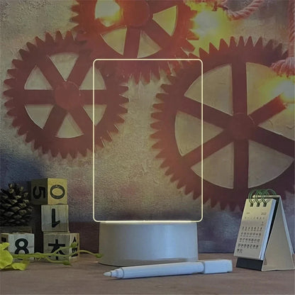 1PC Transparent Message Board Night Light Glowing Memo Acrylic LED Ambient Lights Daily Moment Note Board Erasable Room Decor Santa Secret